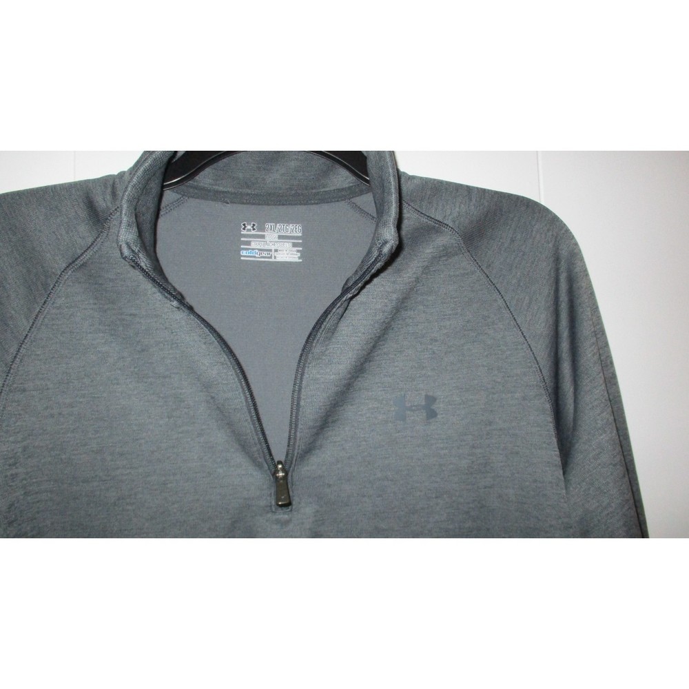 Grey Under Armour 1/4 Zip Pullover Mens Size XXL 2XL Loose Fit Cold Gear